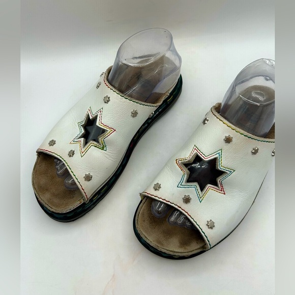 vintage Dr Marten Star Cut Out Studded Slides Made In England RAINBOW STITCHING - Picture 12 of 17